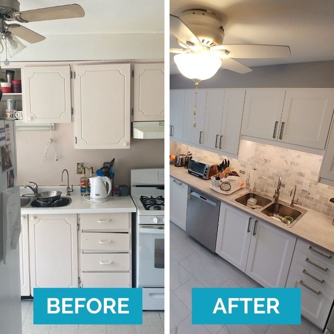 before and after new kitchen remodeling project in milton