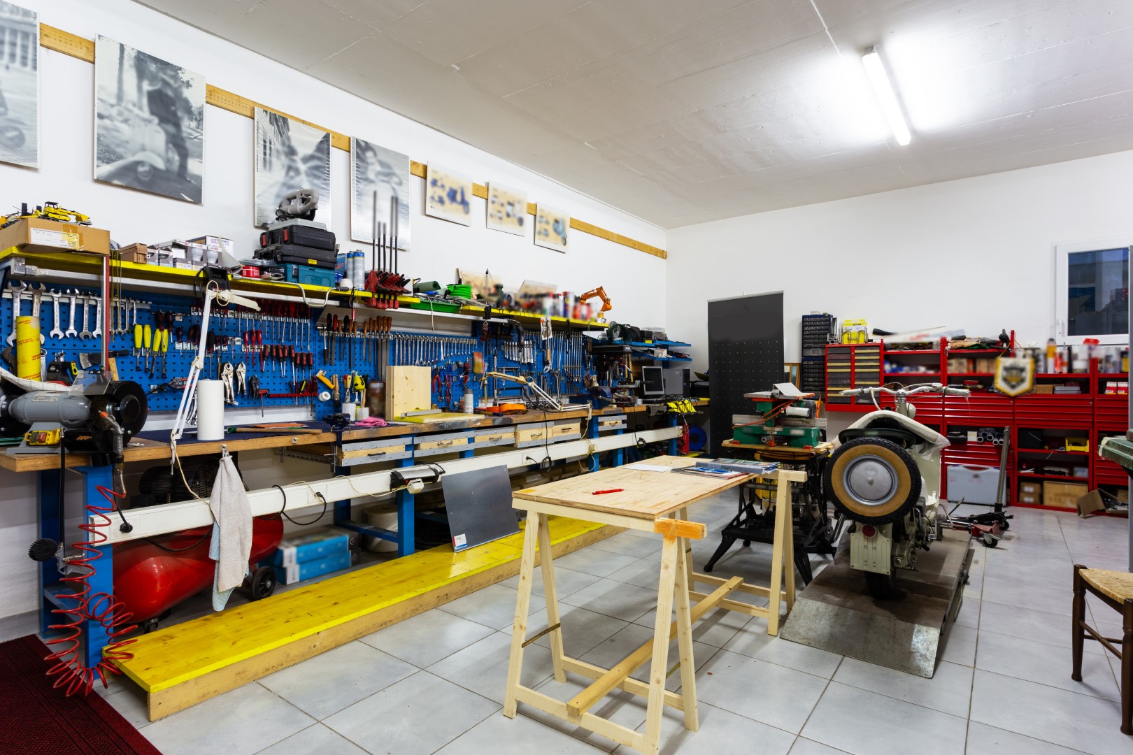 Interior of residential garage.