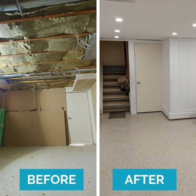 before after basement reno milton