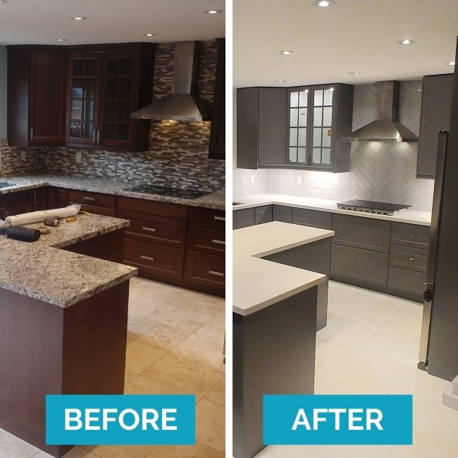 before and after images from kitchen renovation milton project