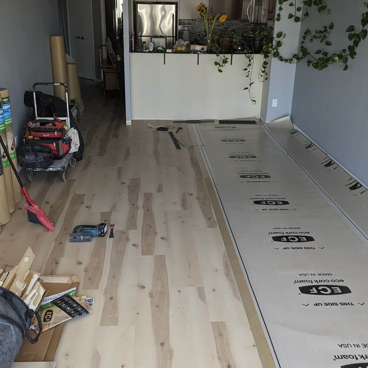 Burlington renovating future kitchen with new floors