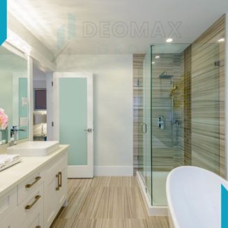 Elegant Horizontal Lines Tile Bathroom