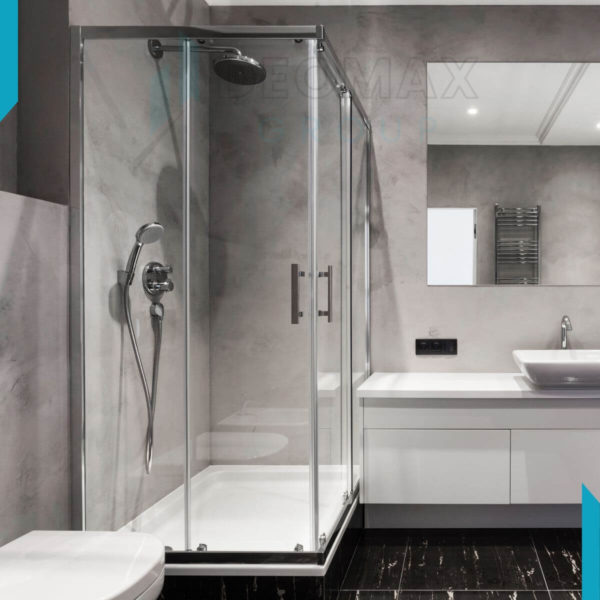 Trendy All Grey Bathroom with Clean Finishes
