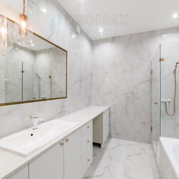 All White Bathroom with Gold Fixtures (1)
