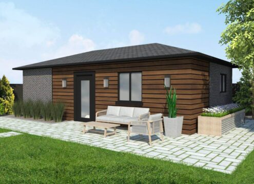 1 bedroom garden suite Design 2 BRICK and WOOD