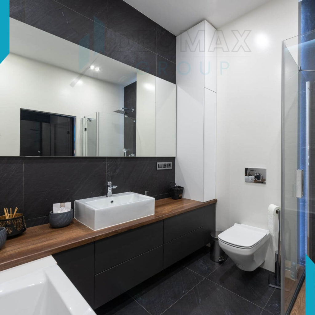 Modern Bathroom with Black Tiles | Get a Quote Now
