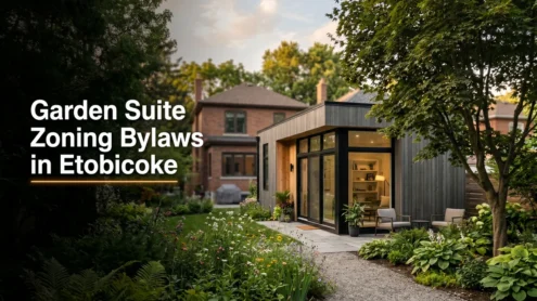 Garden suite zoning bylaws in Etobicoke, a modern detached backyard suite behind a house