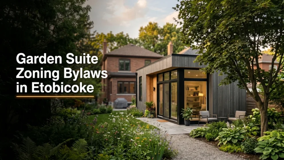 Garden suite zoning bylaws in Etobicoke, a modern detached backyard suite behind a house