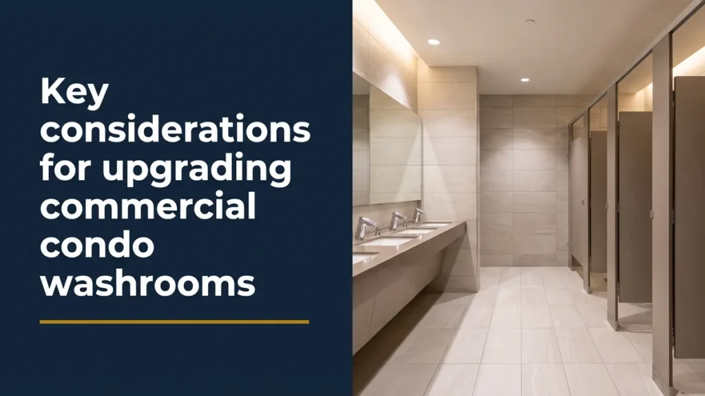 Modern renovated condo common-area washroom illustrating a commercial condo washroom upgrade