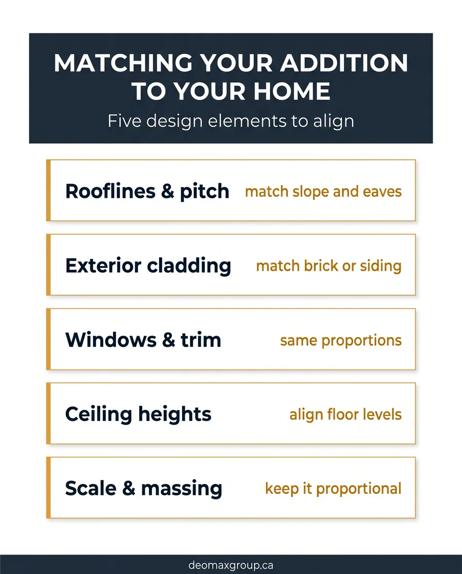 Five design elements to align when matching a home addition to your existing house in the GTA